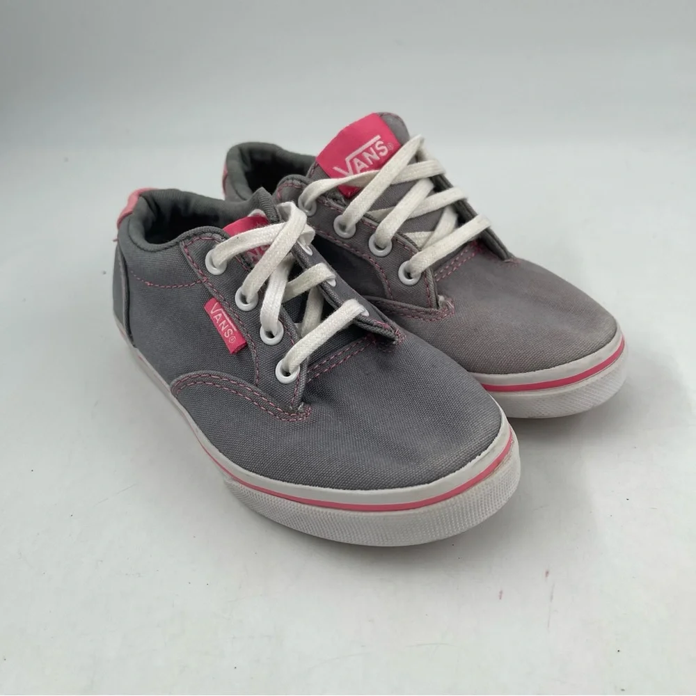 Vans Girl’s Atwood Off the Wall Grey Pink Cushioned Tongue Canvas Sneaker-SZ 11C
